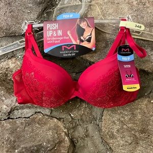 Maidenform Size 34 B Red NWT Push Up Wonder Bra